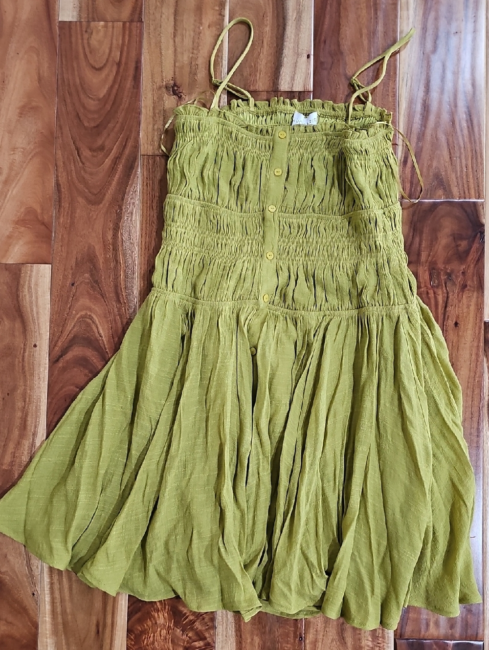 Lucy Paris Olive Green Smocked Sundress